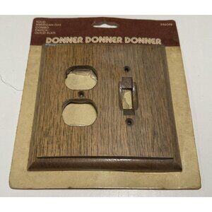 Vintage NOS Solid Oak Outlet Covers Combo Switch Plates Wooden Cottage Cabin